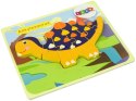 Drewniane Puzzle Dinozaury Triceratops Ankylosaurus Pomarańczowy Drewniane Puzzle Dinozaury Triceratops Ankylosaurus Pomarańczowy