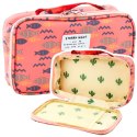 Piórnik Szkolny Organizer Pojemny Dodatkowa Kieszonka Ryby Różowy 21,5cm Piórnik Szkolny Organizer Pojemny Dodatkowa Kieszonka Ryby Różowy 21,5cm