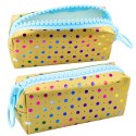 Piórnik Szkolny Organizer W Kolorowe Kropki Duży Suwak Złoty 21x8cm Piórnik Szkolny Organizer W Kolorowe Kropki Duży Suwak Złoty 21x8cm