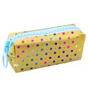 Piórnik Szkolny Organizer W Kolorowe Kropki Duży Suwak Złoty 21x8cm Piórnik Szkolny Organizer W Kolorowe Kropki Duży Suwak Złoty 21x8cm